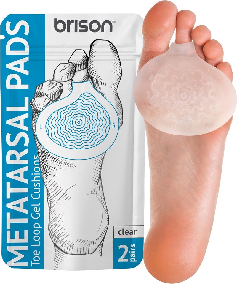 BRISON Metatarsal Pads Ball of Foot Cushions - Metatarsal Pads for Women and Men - Soft Gel Foot Pads Metatarsal Foot Forefoot Cushioning Foot Pain Relief - 2 Pairs - Image 1
