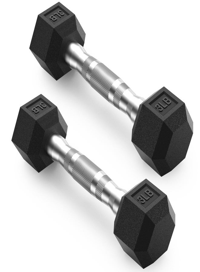 PAPABABE Dumbbells Set of 2 3lbs Dumbbells Pair, 3 Pounds Hand Weights for Women Men at Home, Free Weights Dumbbells Set for Home Gym Equipment, Pesas Mancuernas para Ejercicios de Hombre Casa. - Image 1