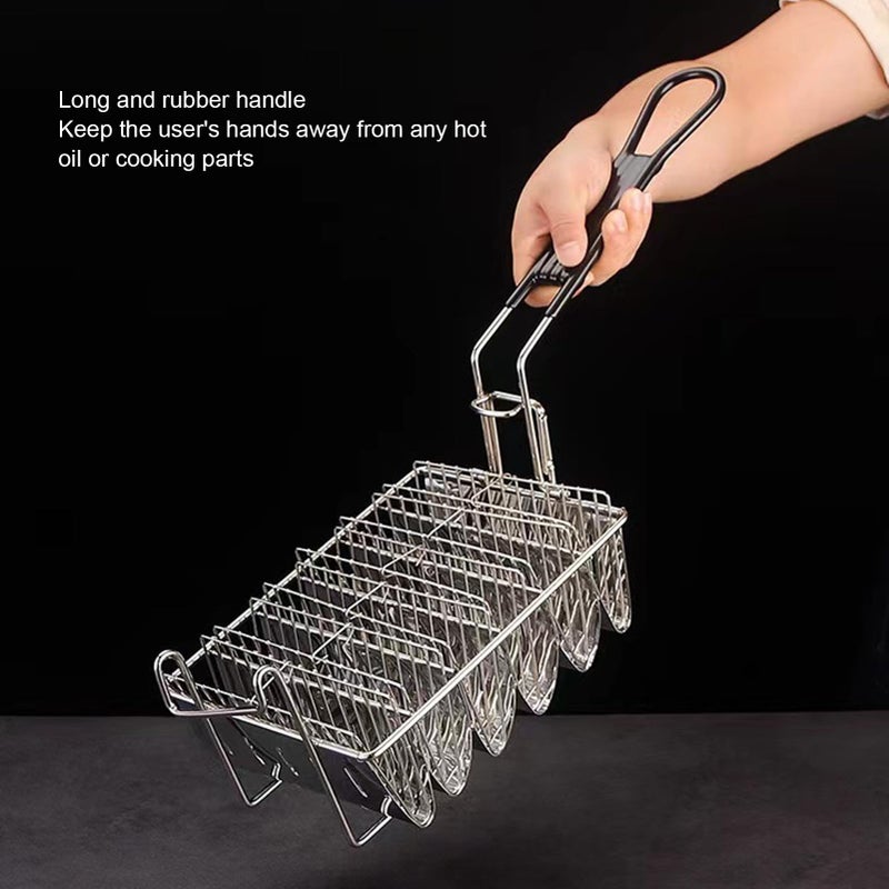 Stainless Steel Taco Fry Basket 8 Shells Long Handle Dishwasher Safe Tortilla Rack - Image 4