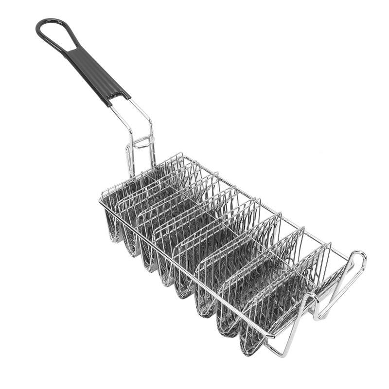 Stainless Steel Taco Fry Basket 8 Shells Long Handle Dishwasher Safe Tortilla Rack - Image 5
