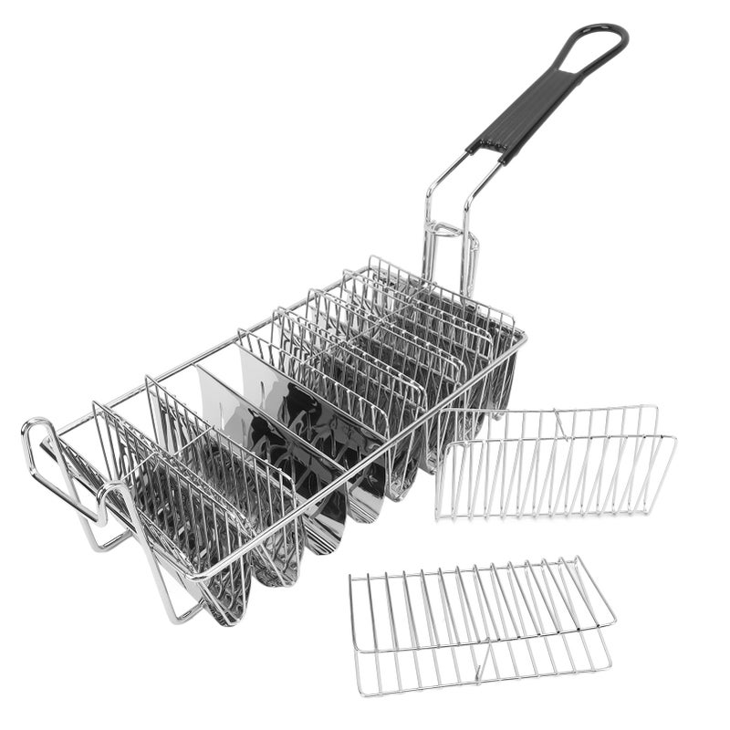Stainless Steel Taco Fry Basket 8 Shells Long Handle Dishwasher Safe Tortilla Rack - Image 3