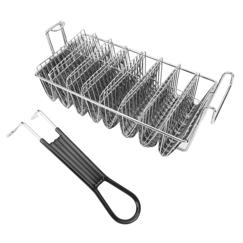 Stainless Steel Taco Fry Basket 8 Shells Long Handle Dishwasher Safe Tortilla Rack - Image 2