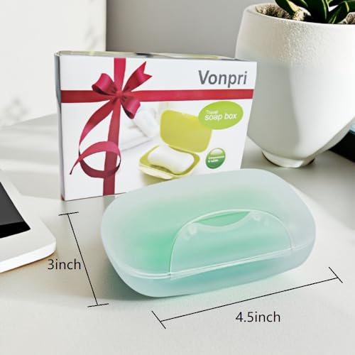Vonpri Soap Box Holder, 2-Pack Soap Dish Soap Savers Case Container for Bathroom Camping Gym Vonpri (Clear) - Image 5