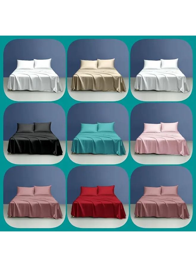 Rose Brown Satin Fitted Bed Sheet 86.61x110.24 Inches All Season Breathable Solid Color - Image 2