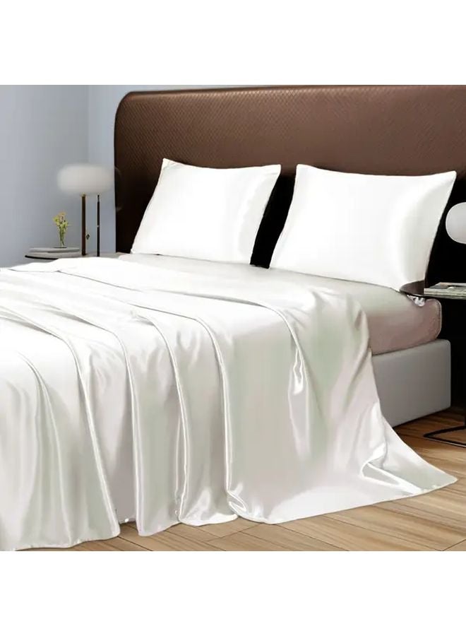 Rose Brown Satin Fitted Bed Sheet 86.61x110.24 Inches All Season Breathable Solid Color - Image 5