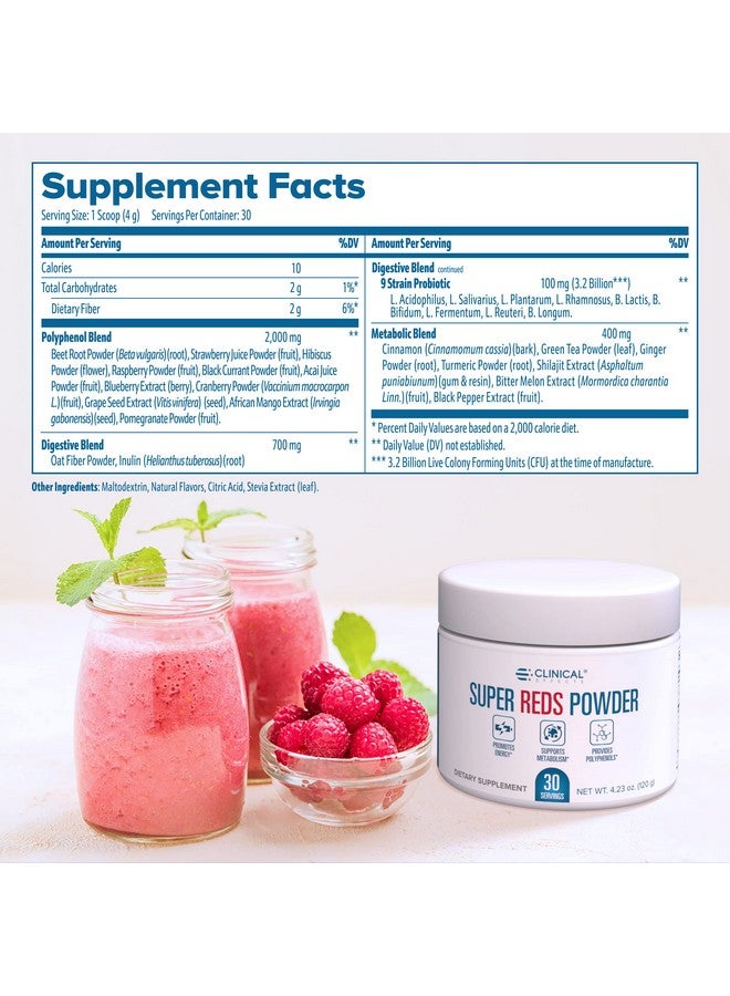 Clinical Effects Super Reds Powder Superfood Powder Antioxidant Drink Polyphenols Supplement With Probiotics For Energy Immunity And Gut Health 30 Servings - Image 3