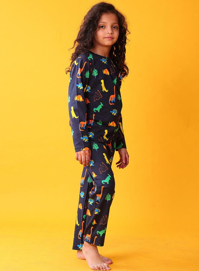 انثريلو مجموعة من  تيشيرت بأكمام طويلة بطبعة ديناصور مع بنطال - Image 3