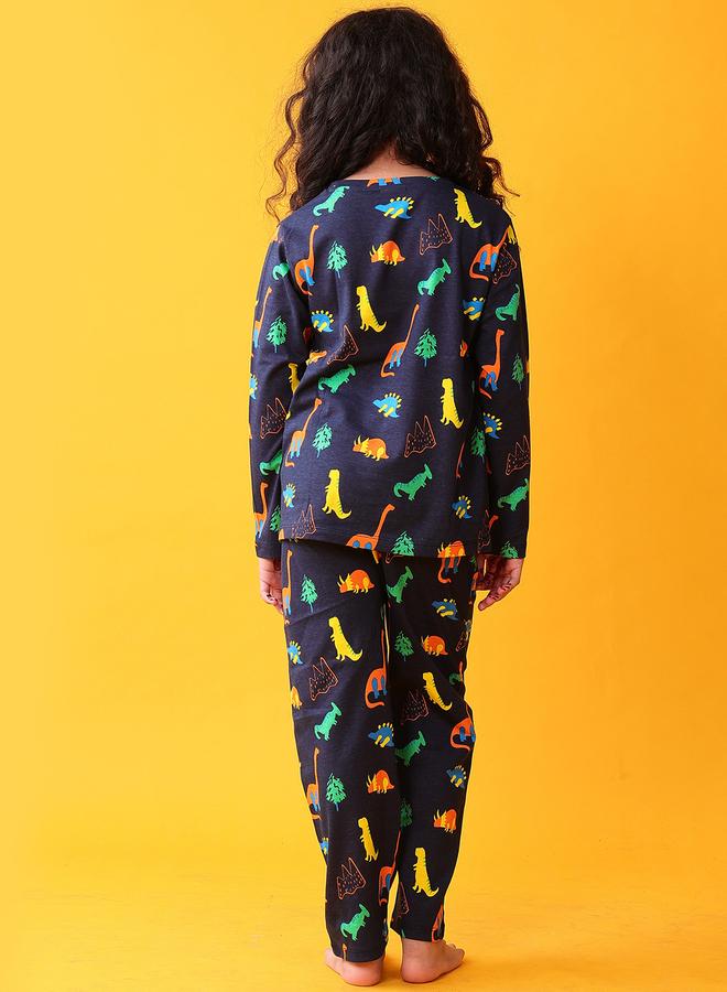 انثريلو مجموعة من  تيشيرت بأكمام طويلة بطبعة ديناصور مع بنطال - Image 2