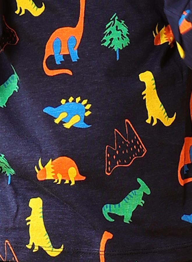 انثريلو مجموعة من  تيشيرت بأكمام طويلة بطبعة ديناصور مع بنطال - Image 4