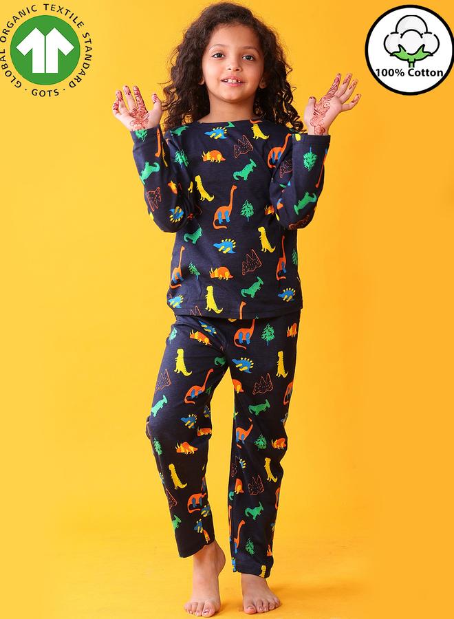 انثريلو مجموعة من  تيشيرت بأكمام طويلة بطبعة ديناصور مع بنطال - Image 1