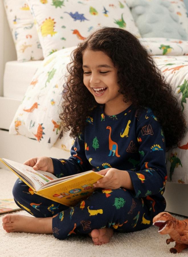 Anthrilo Dinosaur Fun Navy Girls Long Sleeves T-Shirt and Pants Set - Image 5