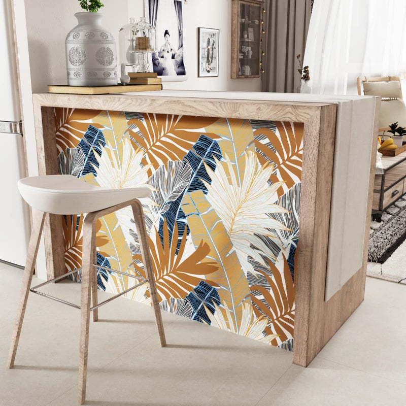 Wallercity Tropical Botanical Leaf Wallpaper Brown Plant Floral Wallpapers for Living Room Bedroom Peel and Stick Wallpaper 17.5" x78.7" Blue Gray Leaves Contact Paper Self Adhesive Vinyl Wall Paper - Image 5