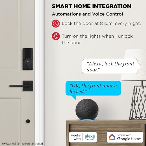Kwikset Halo Touch Fingerprint Wi-Fi Smart Lock, Keyless Entry Door Low Profile Deadbolt, Geofence Auto-Unlock, Grade AAA Certified, No Hub Easy Install, Matte Black Lifetime Finish Warranty, Square - Image 4