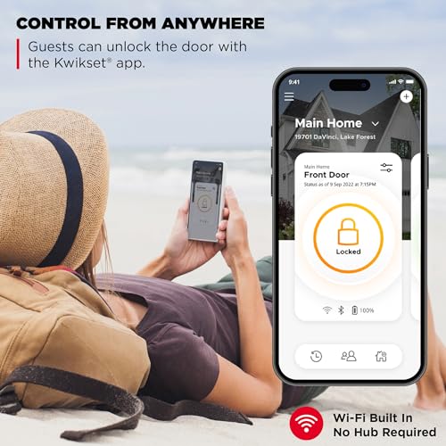 Kwikset Halo Touch Fingerprint Wi-Fi Smart Lock, Keyless Entry Door Low Profile Deadbolt, Geofence Auto-Unlock, Grade AAA Certified, No Hub Easy Install, Matte Black Lifetime Finish Warranty, Square - Image 3