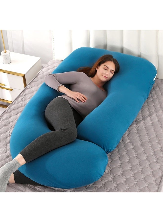 Pregnancy Must Haves Pregnancy Pillow for Sleeping U Shaped Full Body Maternity Pillow with Removable Cooling Cover for Pregnant Women(57 in,Jersey Royal Blue)