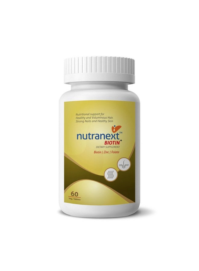nutranext نوترا نكست® بيوتين طبيعي بلس، زنك وحمض الفوليك 60 قرص، مكمل يساعد في نمو الشعر، شعر قوي، بشرة متألقة وأظافر للرجال والنساء - Image 1