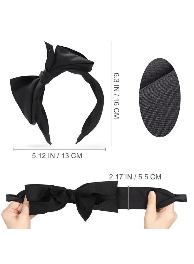 WantGor Bow Headbands For Women Big Bowknot Hair Hoop Women Knotted Wide Turban Headbands Hair Band Bows Hair Accessories (Black) - Image 4