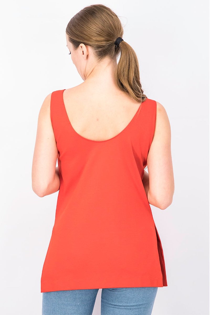 Uterque Women Scoop Neckline Sleeveless Plain Blouse, Red - Image 3
