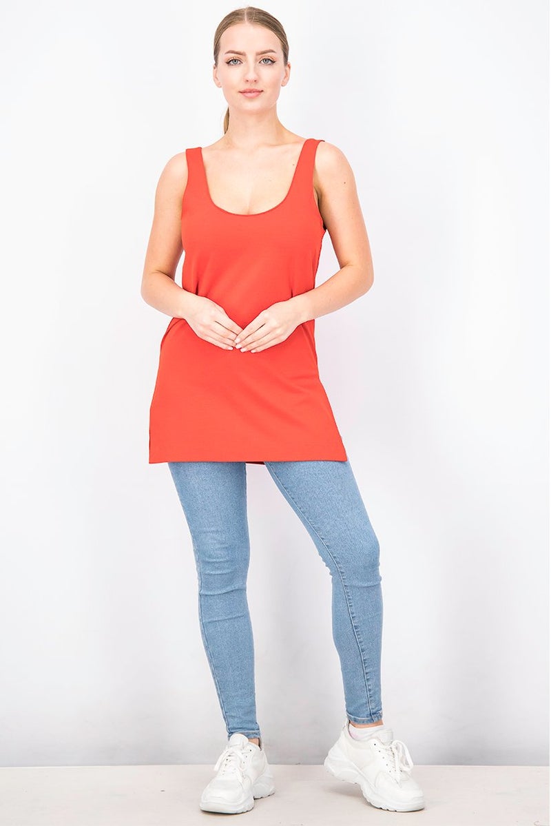 Uterque Women Scoop Neckline Sleeveless Plain Blouse, Red - Image 4