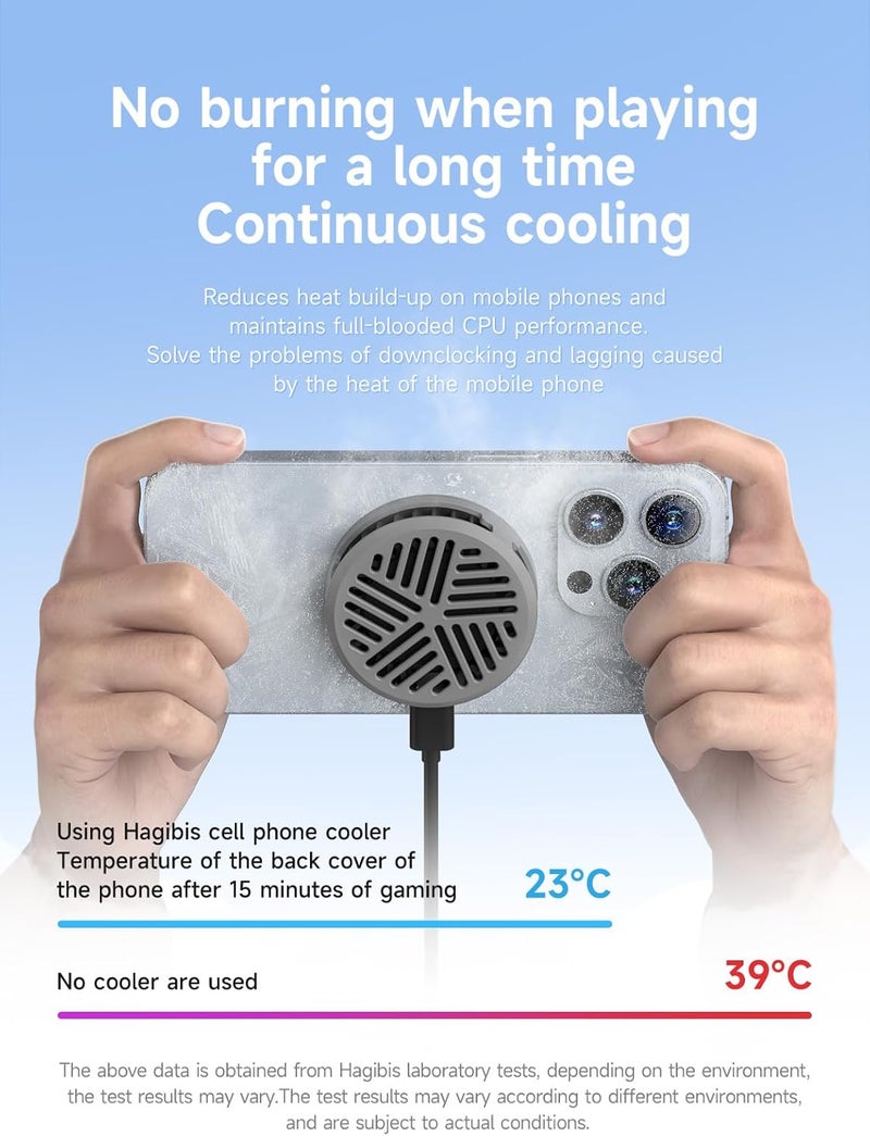 Hagibis Magnetic Cell Phone Cooler Ultrathin Cooling Fan Portable Lightweight Mobile Phone Radiator for iPhone 15 Pro Max, MagSafe Series, iPad Pro, Android, Tablet (Grey) - Image 3
