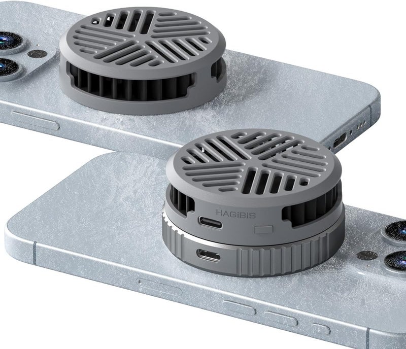 Hagibis Magnetic Cell Phone Cooler Ultrathin Cooling Fan Portable Lightweight Mobile Phone Radiator for iPhone 15 Pro Max, MagSafe Series, iPad Pro, Android, Tablet (Grey) - Image 1
