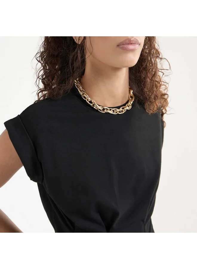 FAV Solid T-shirt with Pleat Detail