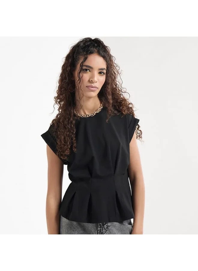 FAV Solid T-shirt with Pleat Detail