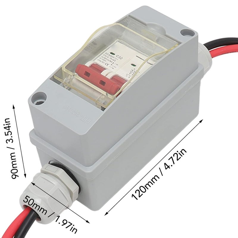 Mini Circuit Breaker MCB 2P DC 500V 32A Disconnect Switch Solar PV System Isolator with IP65 Distribution Box for Solar Panels Grid System with Cable and PV Connector