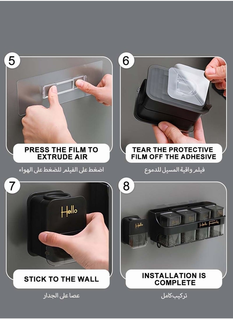 MIXDE - Automatic Toothpaste Dispenser Wall Mounted With Toothbrush Holder,Multi-Functional Space Saving Toothbrush Organizer - Image 1