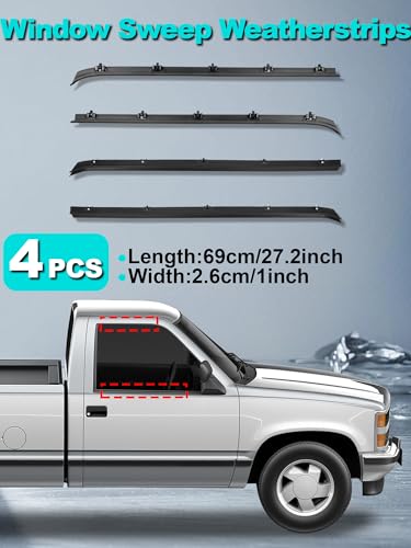 Pnktool 8PCS Door Seal Window Run Channel Sweep Felt Rubber Weatherstrip Kit Compatible with C1500 C2500 C3500 K1500 K2500 K3500 Suburban Jimmy C10 C20 C30 K5 K10 Blazer, OE: 15569071, 15522764, 14027777 - Image 3