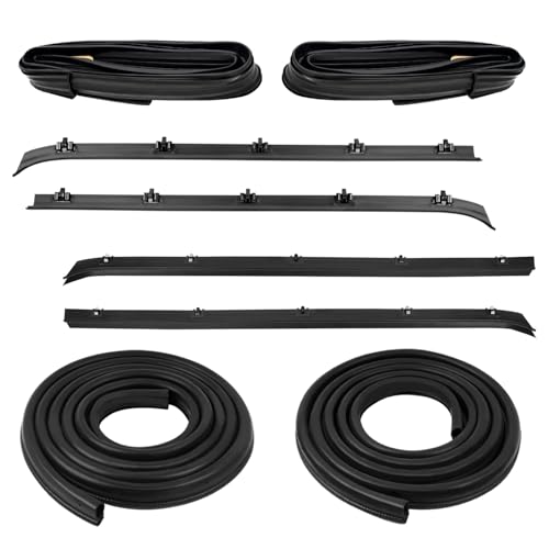 Pnktool 8PCS Door Seal Window Run Channel Sweep Felt Rubber Weatherstrip Kit Compatible with C1500 C2500 C3500 K1500 K2500 K3500 Suburban Jimmy C10 C20 C30 K5 K10 Blazer, OE: 15569071, 15522764, 14027777 - Image 1