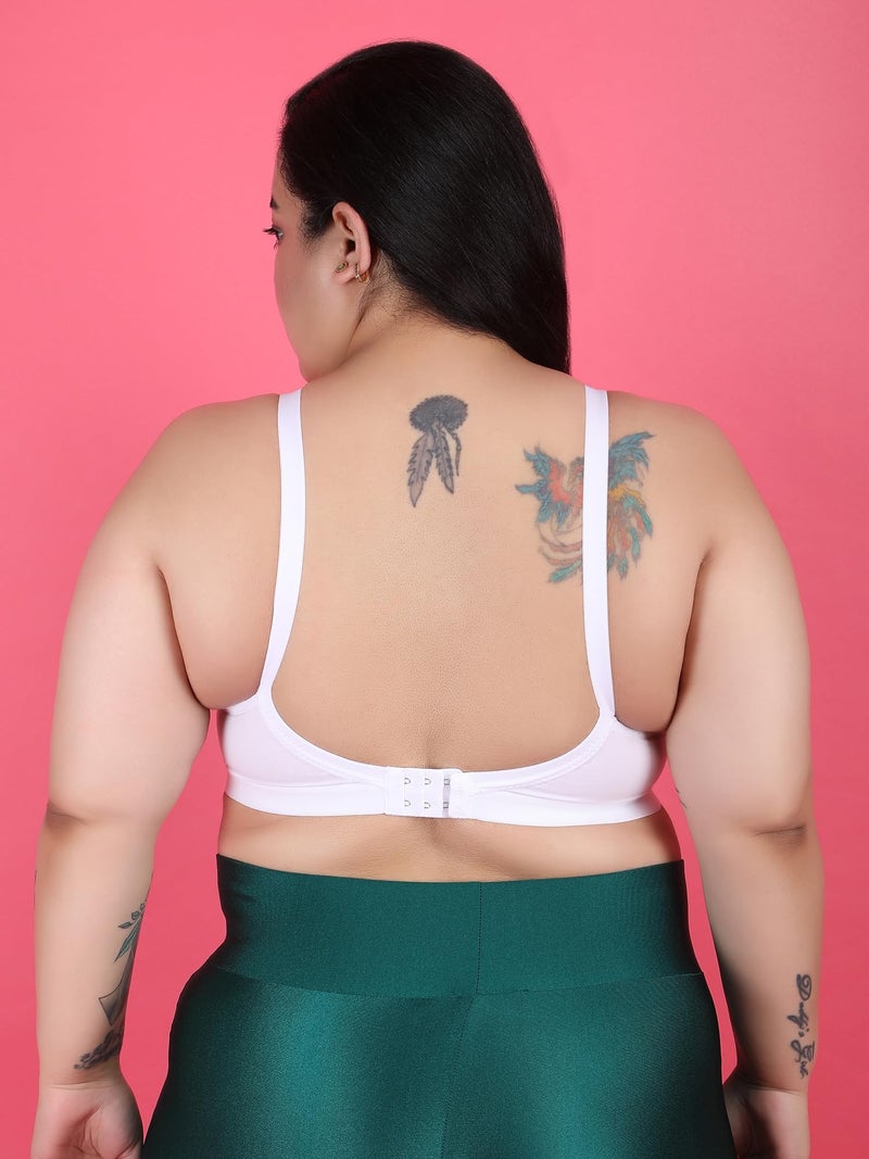 Klassik Since 1993 | 100% Cotton Plus Size Bra for Women/Girls | Full Coverage Non Padded Wirefree Bra | Adjustable Wide Straps Everyday Comfort Bra for Dailyuse | Jassika Plain - White E(48) - Image 4