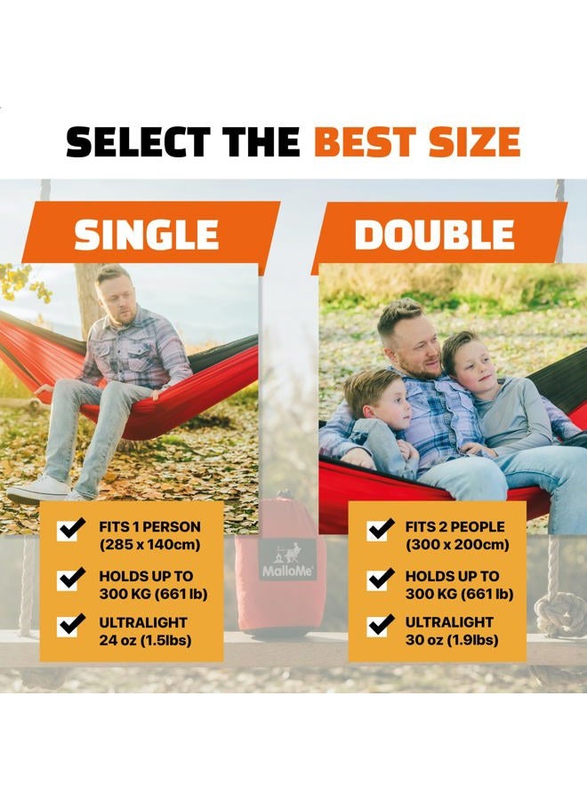 MalloMe Camping Hammock for Adults & Kids - Portable Hammocks for Outside - Hamacas para Adultos Outdoor Single & Double Two 2 Person Hammock - Hamaca/Hamacs/Amacas Heavy Duty Tree Travel Hamock - Image 4