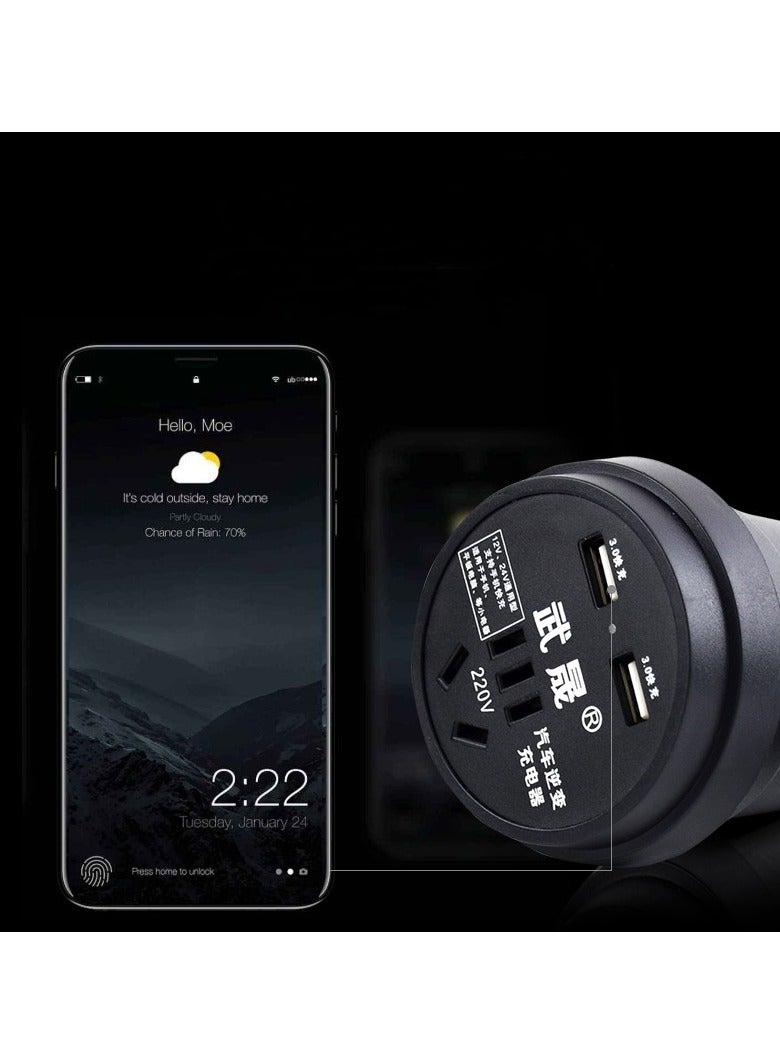 Car and truck 12V/24V to 220V multifunctional car inverter converter, mobile phone socket charger - Image 2