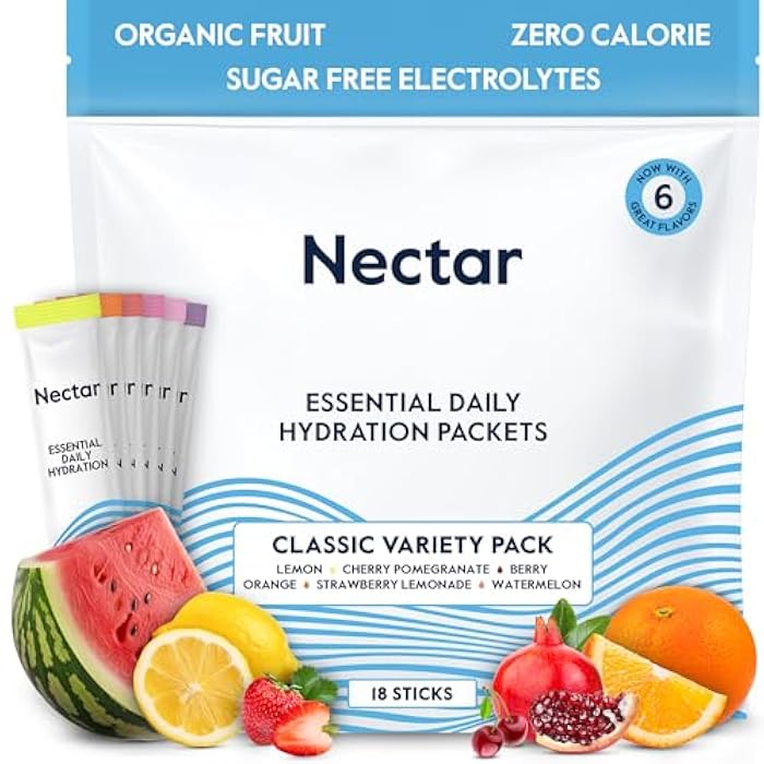 Nectar Hydration Packets - Electrolytes Powder Packets - No Sugar or Calories - Organic Fruit Liquid Daily IV Electrolytes Powder for Dehydration Relief and Rapid Rehydration (Variety 18 Pack) - Image 1