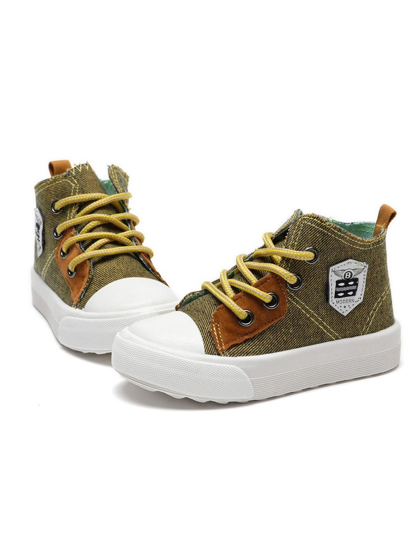 إسكدنيا Children's High Top Sneakers Side Zipper Canvas Shoes For Kids Multicolor  - Image 2