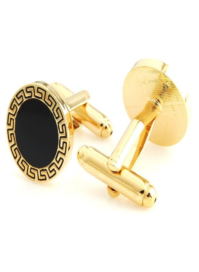 Peluche Black Enamel Cufflinks for Men - Image 3