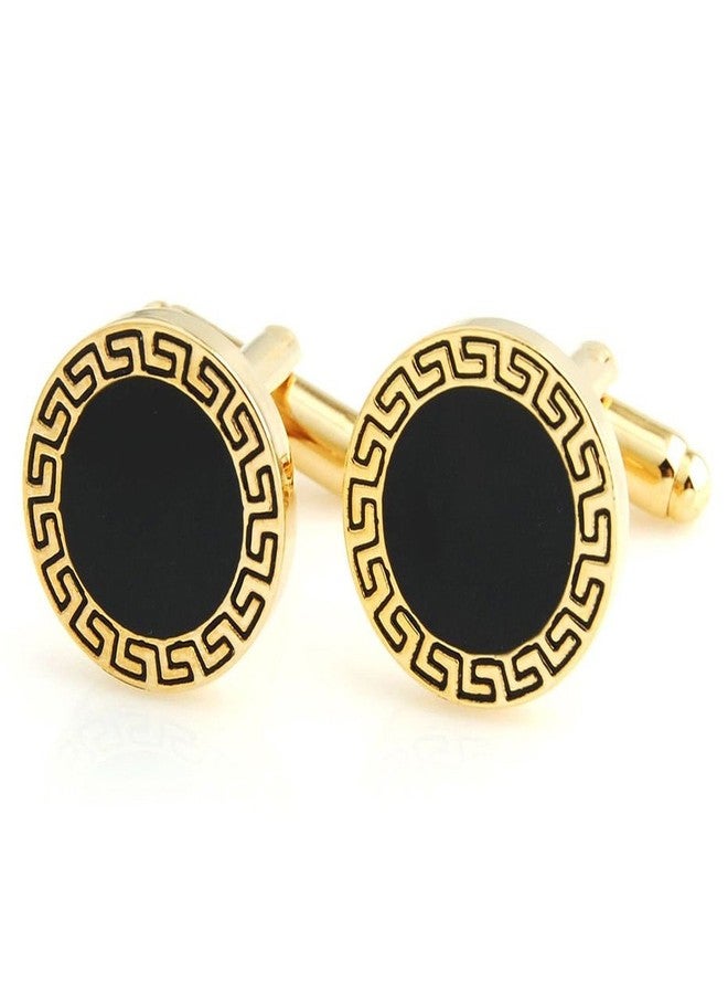 Peluche Black Enamel Cufflinks for Men - Image 2