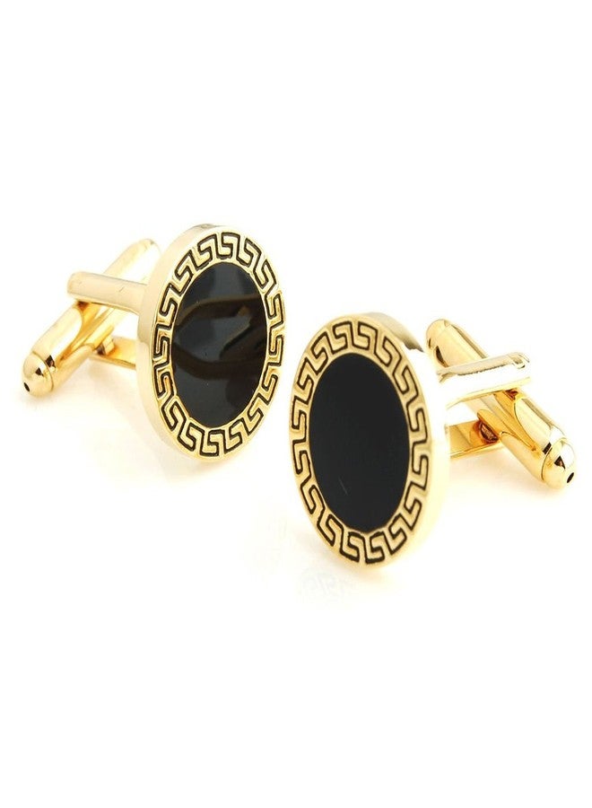 Peluche Black Enamel Cufflinks for Men - Image 1