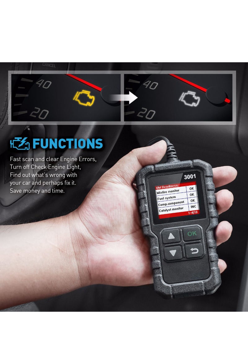 Generic - LAUNCH CR3001 Creader 3001 Code Reader V2.0 Lifetime Free update OBDII/EOBD Read Code Auto Diagnostic Tool DIY OBD Scanner KW590 - Image 1