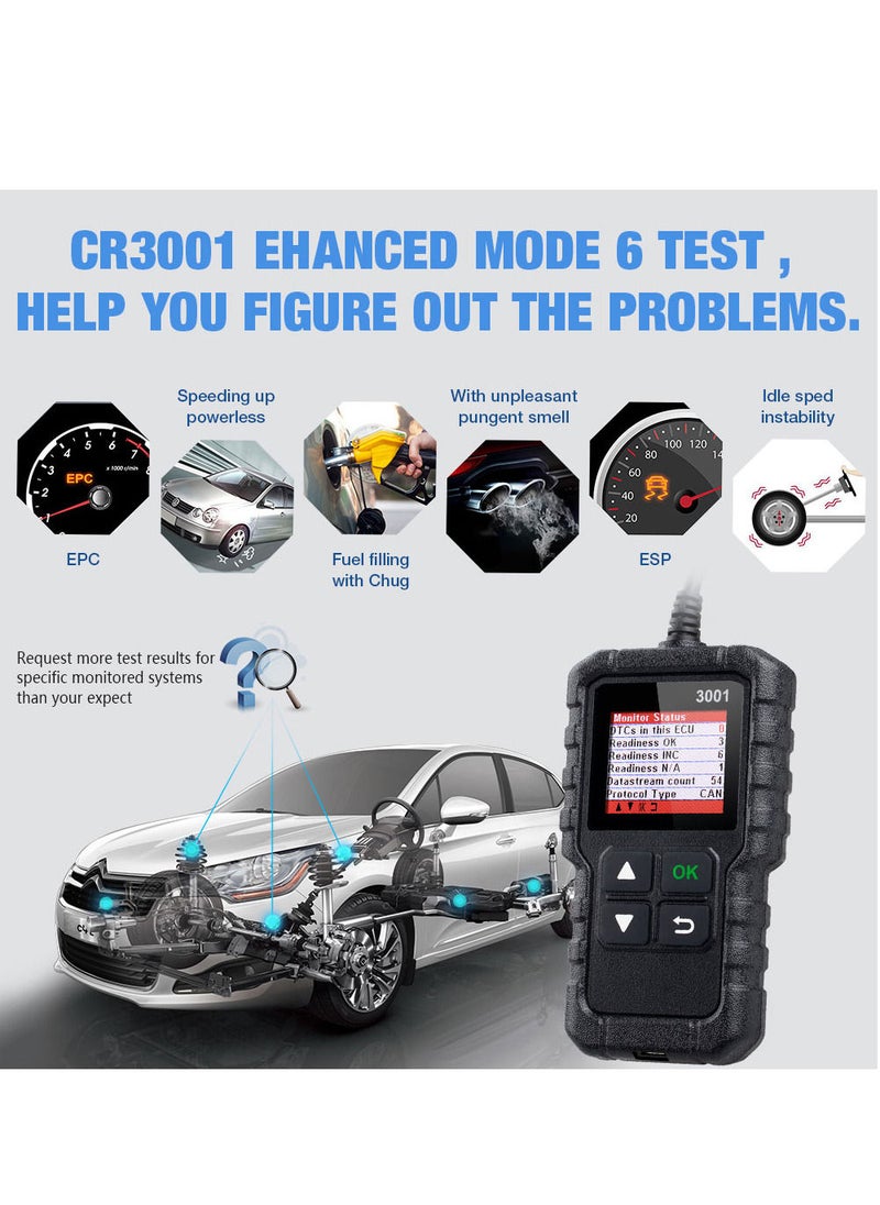 Generic - LAUNCH CR3001 Creader 3001 Code Reader V2.0 Lifetime Free update OBDII/EOBD Read Code Auto Diagnostic Tool DIY OBD Scanner KW590 - Image 1
