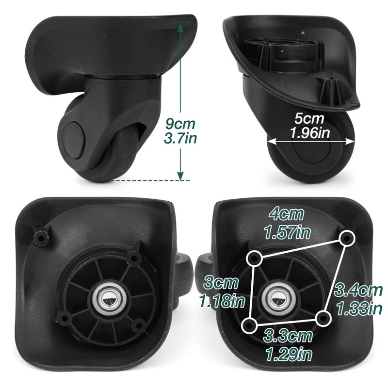 Ech.Apr 2-Pcs Luggage Wheels Replacement Plastic Luggage Suitcase Swivel Caster Wheels, W041-2 Small - Image 2