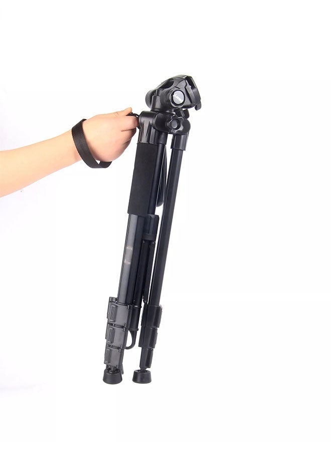 Jmary KP‑2254 Professional Aluminium Tripod/Monopod – 165 cm 360° Pan Head, 4 kg Load, Quick‑Release Plate  Bubble Level, Vertical/Horizontal Axis, Lightweight 1.42 kg Travel Stand – Black - Image 3