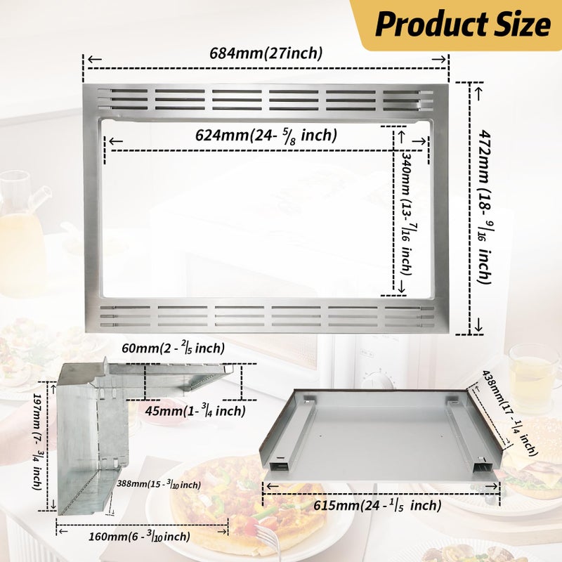 Pewoaoa NN-TK922SS 27-inch Microwave Trim Kit, 27-Inch Stainless Steel Microwave Trim Kit - Compatible with 2.2 Cu Ft Built-in Microwaves, Trim Kit for Microwave - Image 3