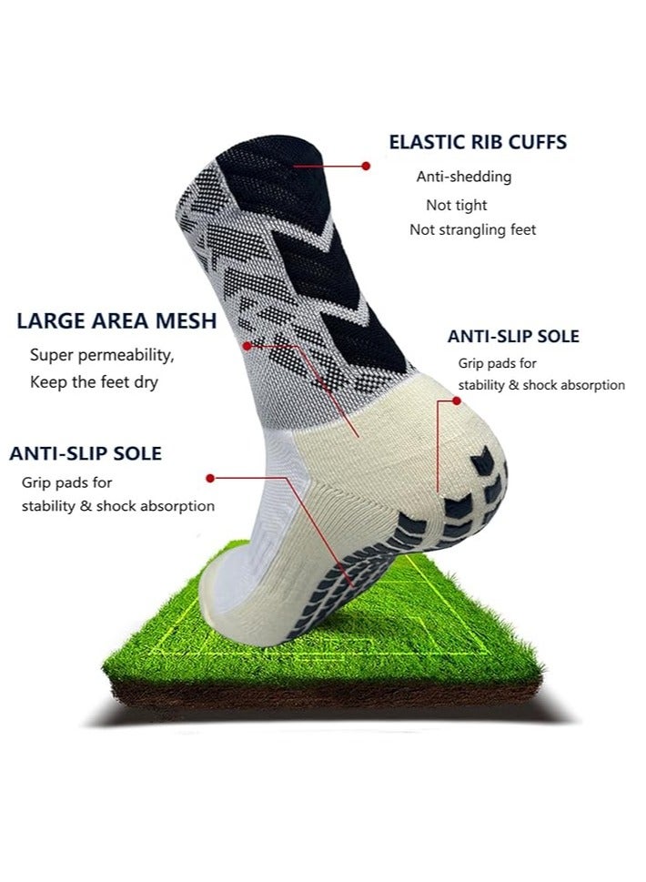 6 Pairs of Anti-Slip Grip Socks for Men and Women - Breathable, Blister-Resistant Athletic Socks with Rubber Pads for Football, Basketball, Soccer, Running, Hiking, and Rugby (6 Colors)
