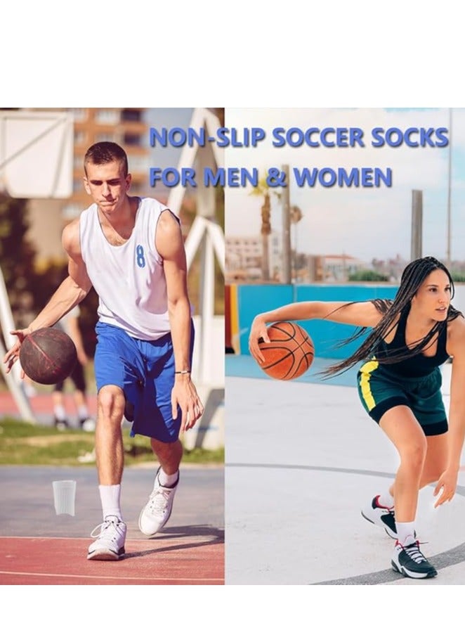 6 Pairs of Anti-Slip Grip Socks for Men and Women - Breathable, Blister-Resistant Athletic Socks with Rubber Pads for Football, Basketball, Soccer, Running, Hiking, and Rugby (6 Colors)