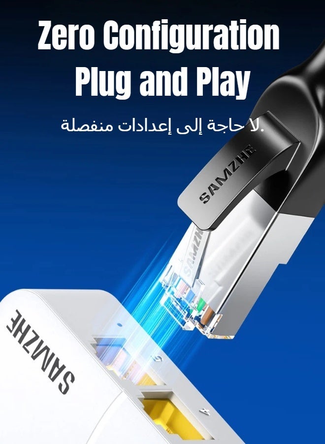 SAMZHE موزع شبكة جيجابت SZ-JKQ04 من 1 إلى 4، موزع إيثرنت عالي السرعة RJ45 بأربعة منافذ، يعمل بمنفذ USB من النوع C (المحول غير مرفق)، التوصيل والتشغيل، متوافق مع كابلات Cat 5/5e/6/6A/7/8 (أبيض) - Image 5