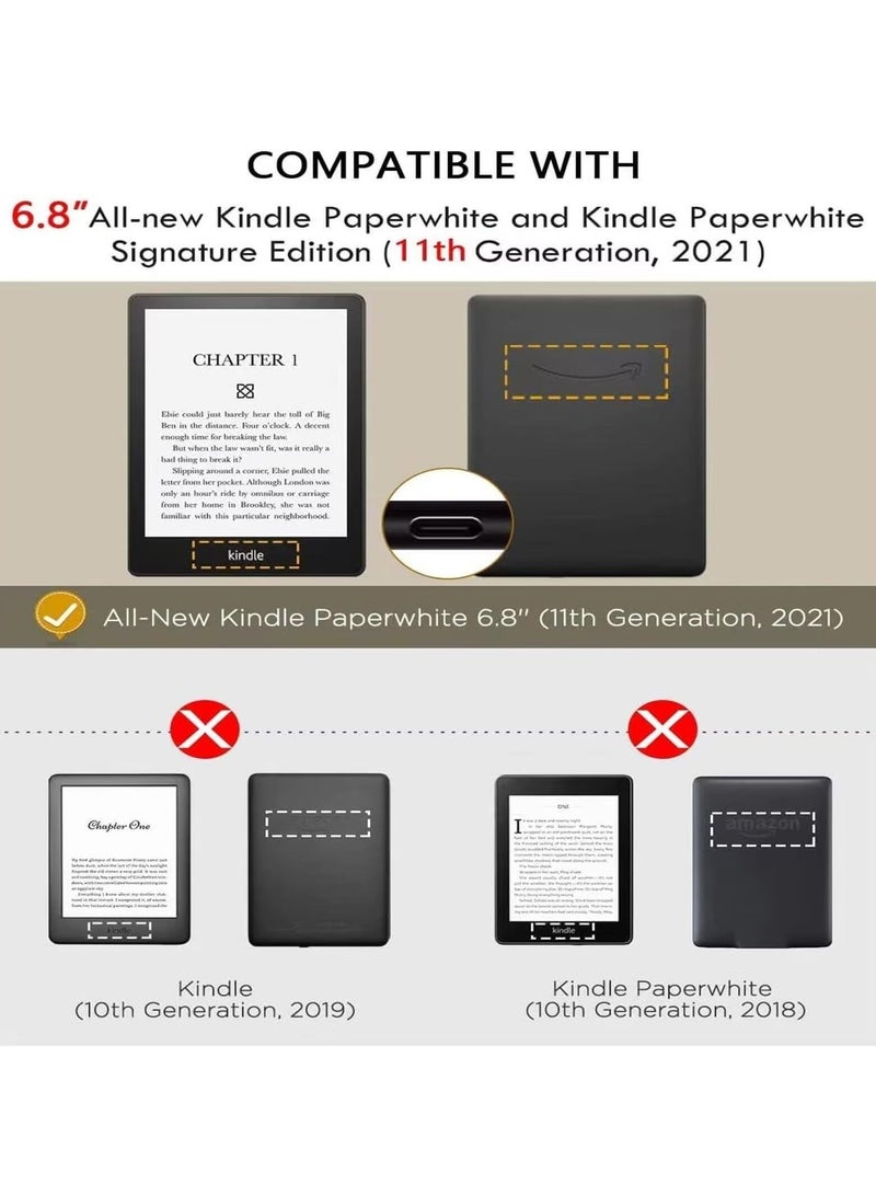 Barakah Starry Night Slim PU Leather Case for 6.8" Kindle Paperwhite 11th Gen and Signature Edition, Smart Protective E-Reader Cover - Image 2