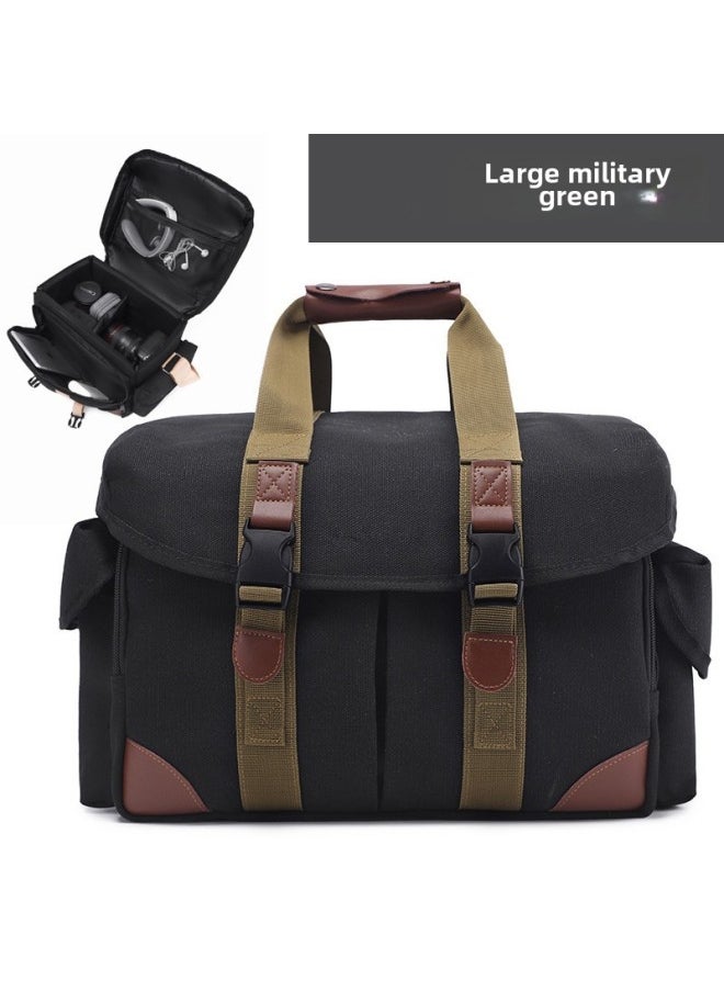 Generic - Multifunctional Professional Canon SLR Camera Bag Shoulder Canvas Camera Bag D7200 Nikon SLR Set D7500-Color:Large Size Without Label (green) - Image 1