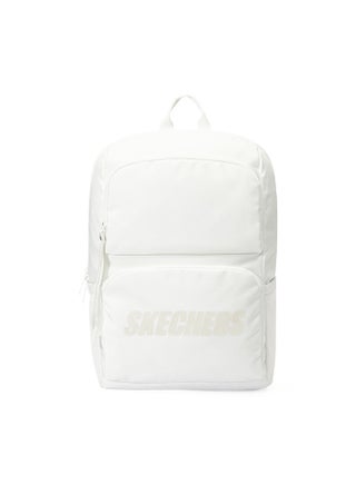 Skechers Unisex Classic Minimal Backpack – Lightweight Everyday School & Travel Bag White